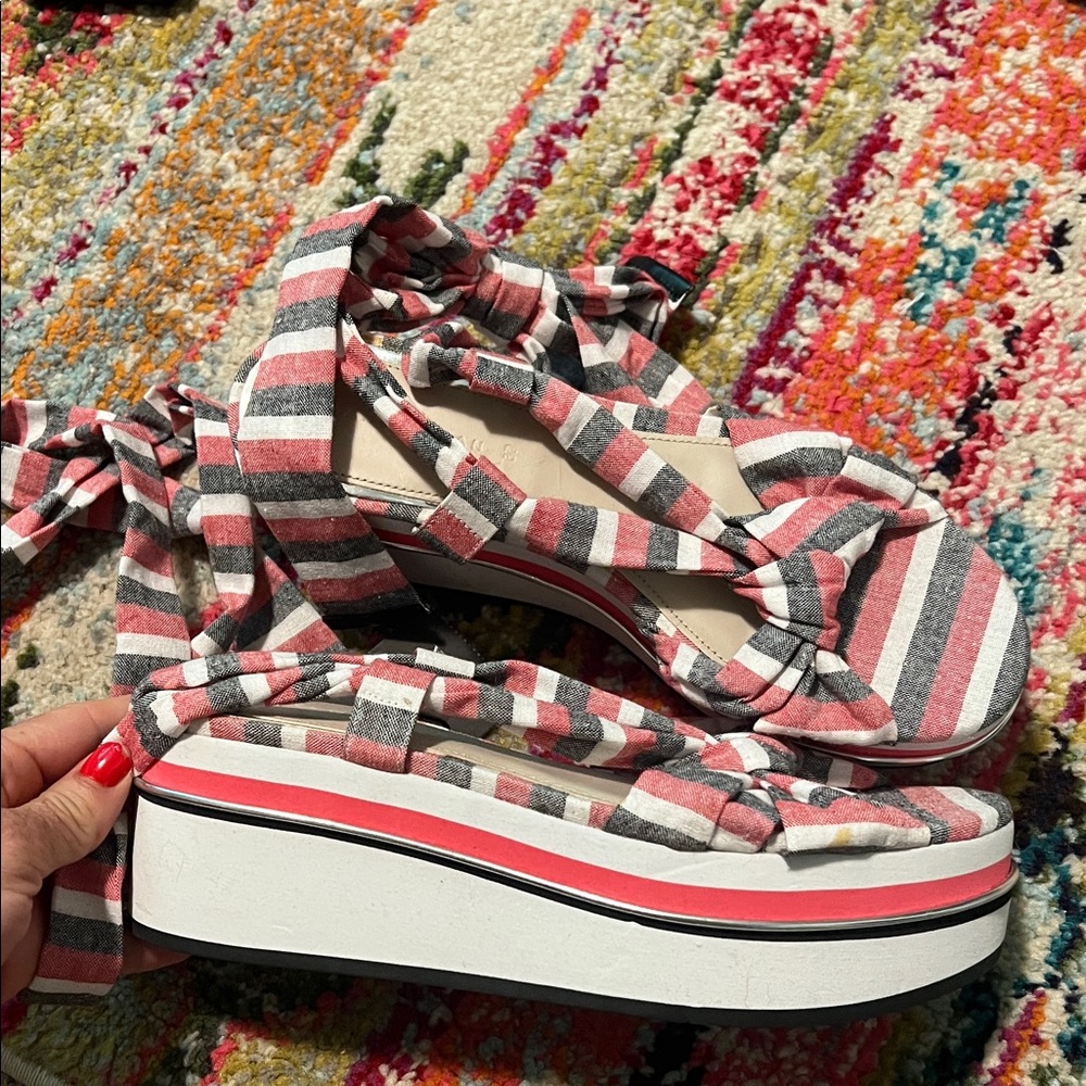 NWT, Zara summer tie sandals, size 37, US size 6.5